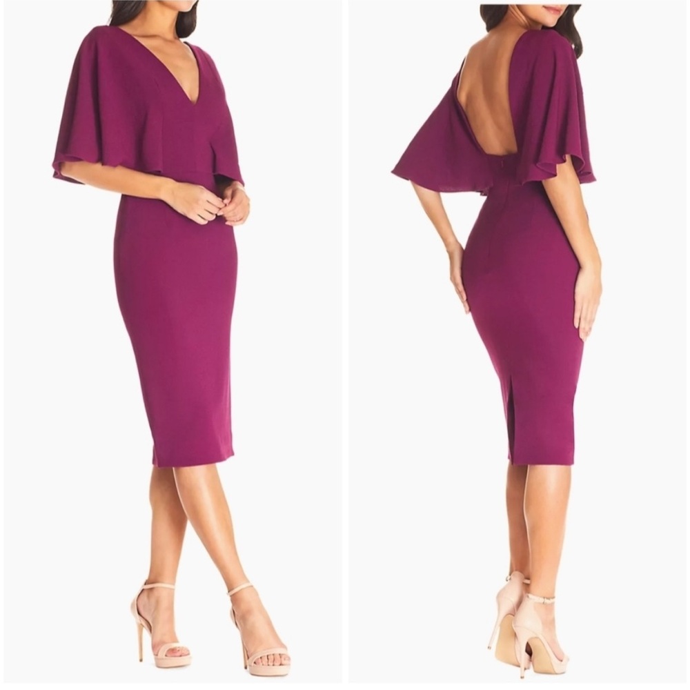 Dress the Population Butterfly Sleeve Cocktail Dress XXS